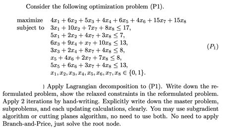 Solved Consider The Following Optimization Probl Solutioninn