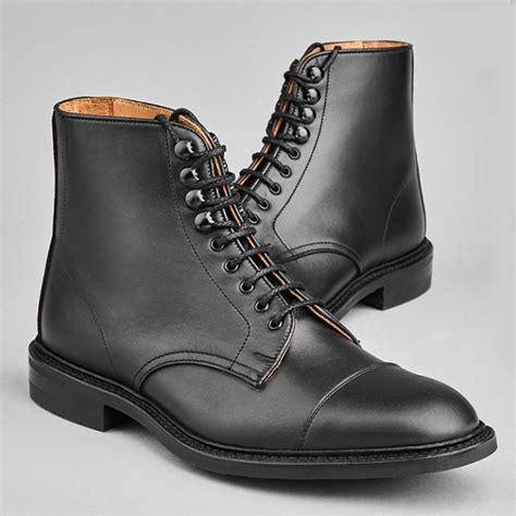 Handmade Black Lace Up Casual Leather Boots Ankle High Cap Toe Boots