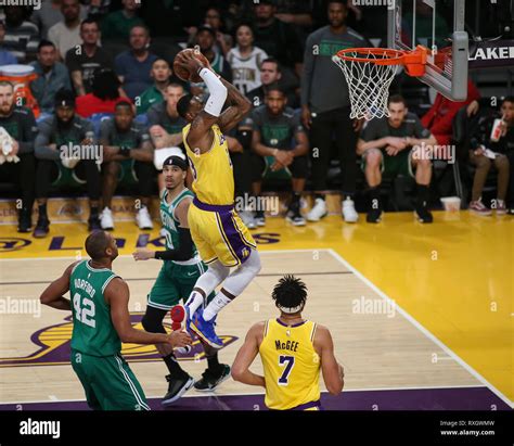 Los Angeles Lakers forward LeBron James #23 flying in for a dunk during ...