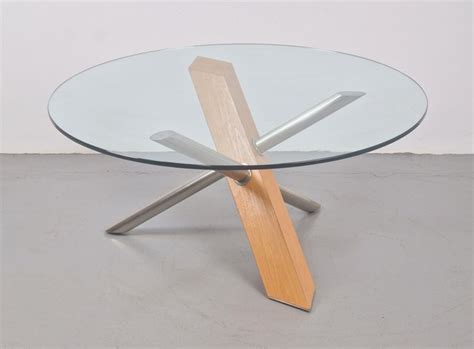 Postmodern Cross Leg Coffee Table In Wood And Glass Italy S For