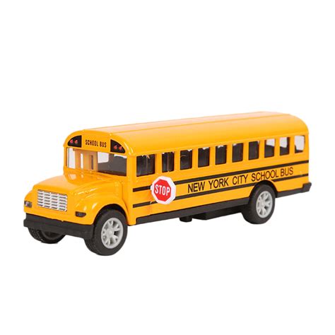 Realistic School Bus Toy - Rubber Wheels - Open-able Doors - Friction ...