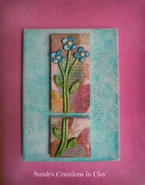 Items Similar To Polymer Clay Flowers On Canvas Canvas Art 3D Canvas