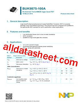 BUK9875 100A 15 Datasheet PDF NXP Semiconductors