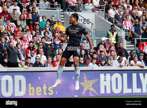 Arsenals William Saliba Celebrates After Scoring His Sides First Goal