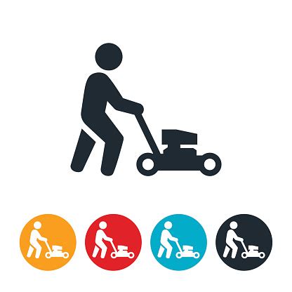 Person Pushing Lawn Mower Icon Stock Illustration - Download Image Now ...