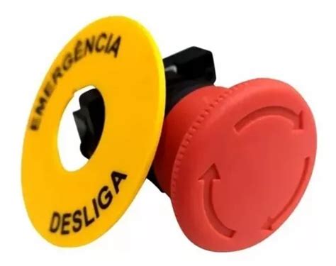 Botão Emergencia 22mm 1nf Gira Destrava Identificador Kit