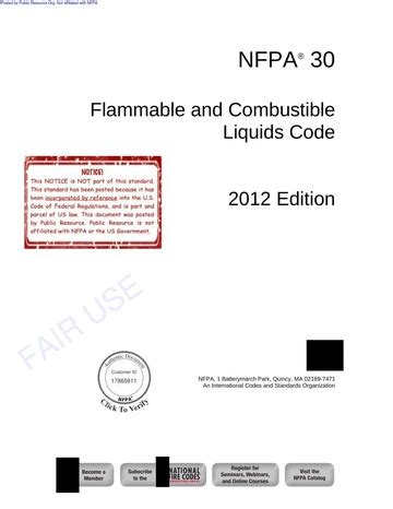 NFPA 30 Flammable And Combustible Liquids Code 2012 National Fire