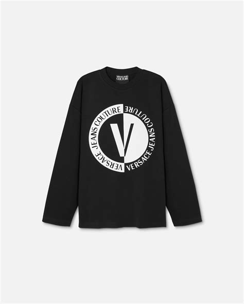 Versace V Emblem Long Sleeved T Shirt Versace