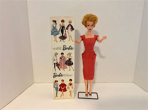 Ash Blonde Bubble Cut Barbie Box Red Polka Dot Sheath Dress And Shoes