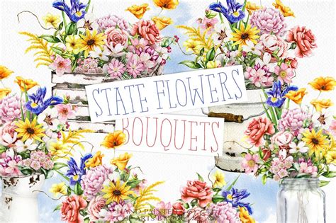 US State Flowers Bouquets | Illustrations ~ Creative Market