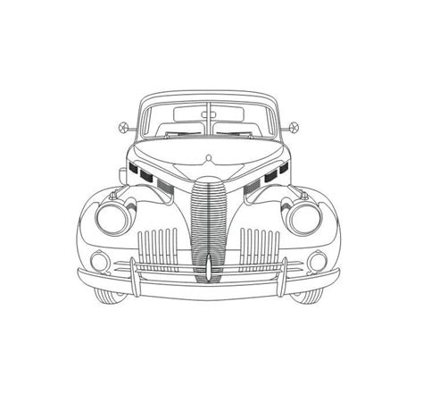 Classc Vintage Car, Vector Line Drawing Illustration, AI, Cdr, Dxf, Eps ...