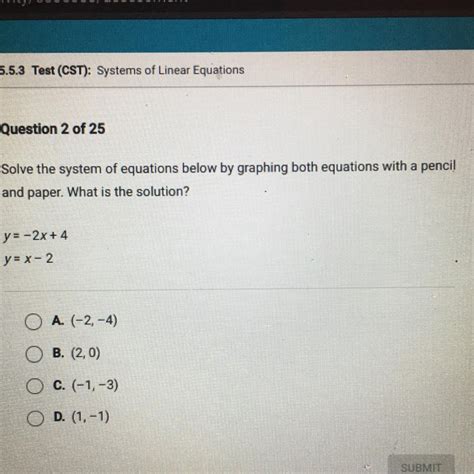 Solve The System Of Equations Below By Graphing Both Equations With A Pencil And Paper What Is