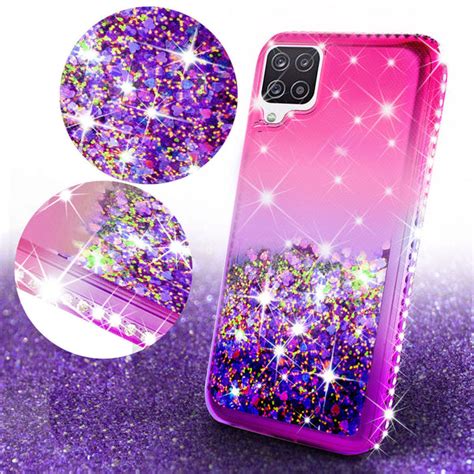 Samsung Galaxy A12 Case Liquid Glitter Phone Case Waterfall Floating Q Spy Phone Cases And