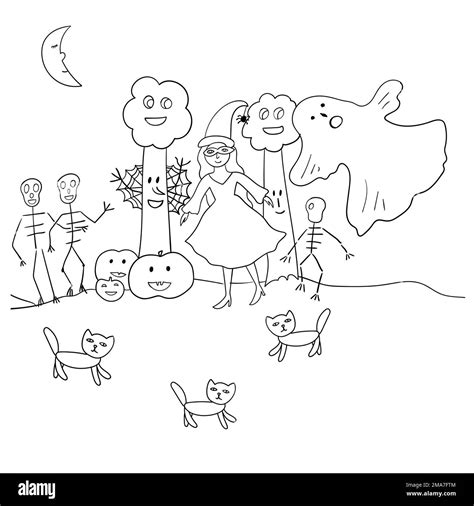 Hand Drawn Halloween Illustration Stock Vector Image Art Alamy