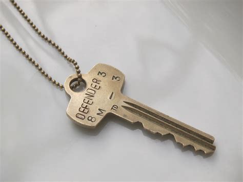 Key Necklace Engraved Keys Hand Stamped Jewelry By Hopeandarrow