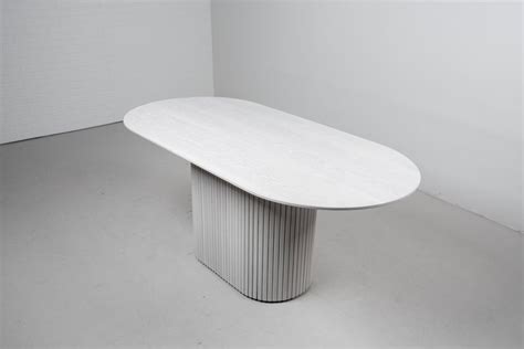 Pedestal Dining Table, White Oval Table on Pedestal Base, Modern White ...