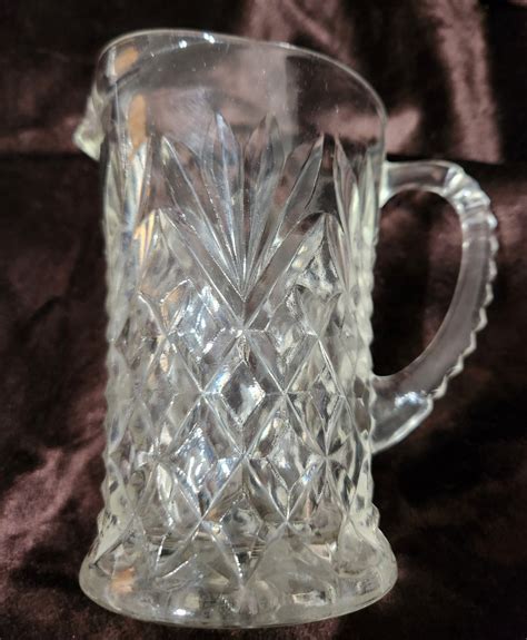 Vintage Anchor Hocking Pineapple Crystal Small Pitchercreamer Etsy