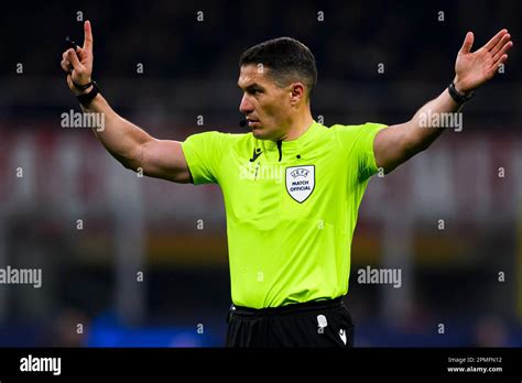 Milan Italy April Referee Istvan Kovacs Gestures During The