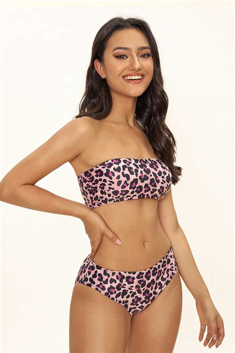 Leopard Print Bandeau Bikini Set Seepalm