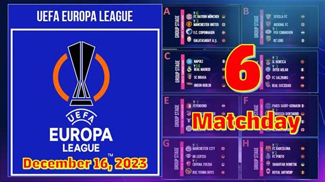 Uefa Europa League Standings Table Match Results December