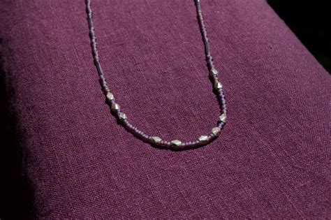 Purple Seed Sterling Silver Seed Bead Necklace Beaded Necklace