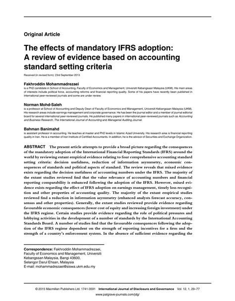 PDF The Effects Of Mandatory IFRS Adoption A Review Of Evidence