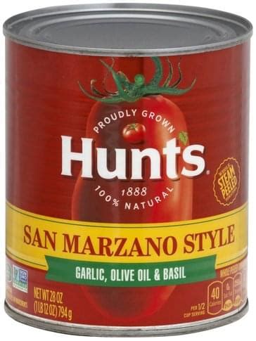 Hunts Whole Peeled San Marzano Style Garlic Olive Oil Basil