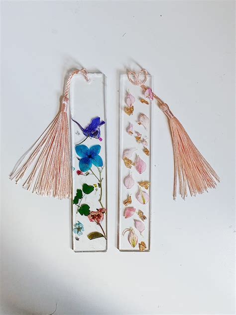 Personalised Custom Clear Resin Bookmark With Pressed Flowers Etsy Uk