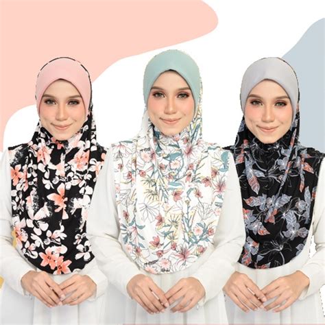 Tudung Sarung Sarima Corak Mosscrepe Premium D M L Shopee Malaysia