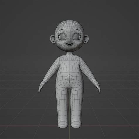 3D model Base Meshes Character Starter Kit Cute Anime Chibi Girl VR