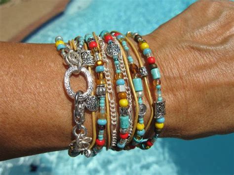 Boho Endless Leather Wrap Bracelet Desert Cactus Etsy Leather Wrap