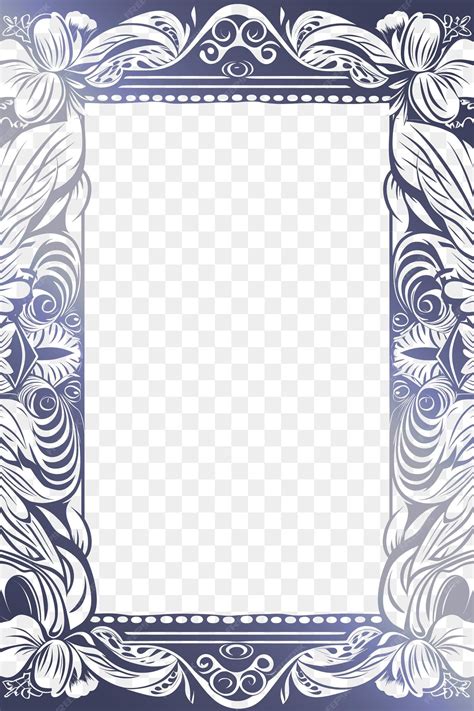 Premium Psd Blue And White Floral Pattern On A Transparent Background