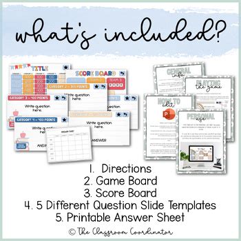 Editable Jeopardy Template Classroom Game Template Back to School