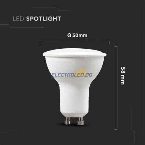 Led Крушка Gu10 5w Gu10 4000k 110° 6бр сет Sku 2740 V Tac Electroled Bg