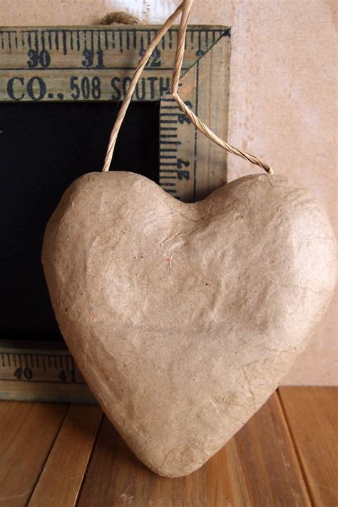 Paper Mache Puffy Heart With String 5 3 Pack