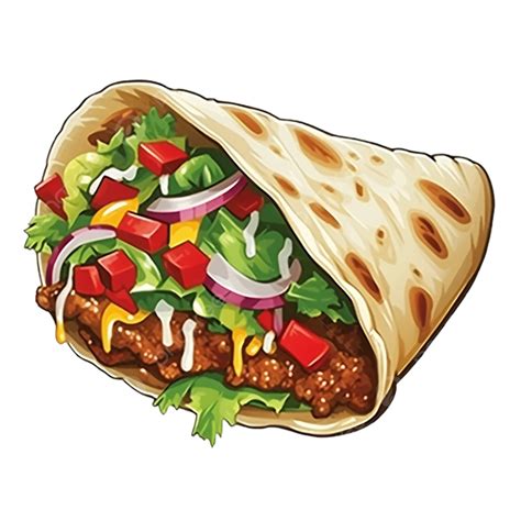 Taco Mexican Flavorful Delight White Background Animal Clipart Food