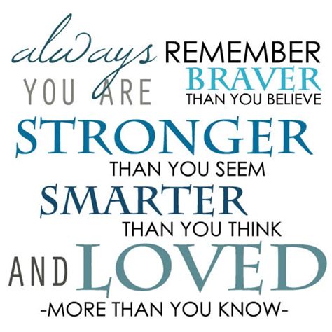 Always Remember You Are Braver Than You Believe Stronger Than You Seem And Smarter Than You