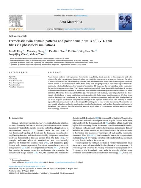 Pdf Ferroelastic Twin Domain Patterns And Polar Domain Walls Of Bivo