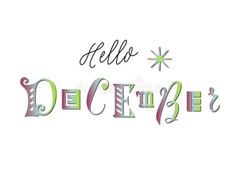 Hello December With Different Letters In Pink With White Outlines On