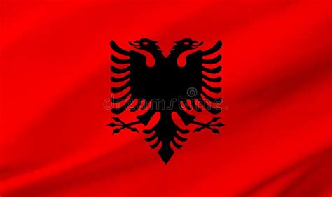 Albania Flag Background with Waving Fabric Texture Stock Illustration ...