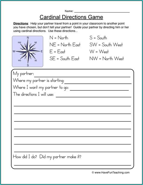 Cardinal Directions Lesson Plan Second Grade Worksheet : Resume Examples