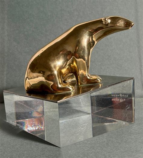 Loet Vanderveen Loet Vanderveen Bronze Polar Bear Sculpture For Sale