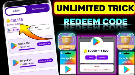 Earn App Unlimited Trick Free Redeem Code Google Play Redeem