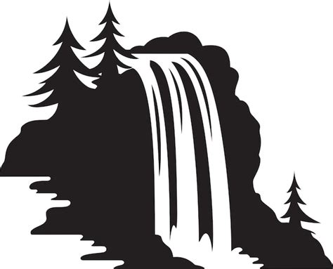 premium vector  black  white picture   waterfall  trees