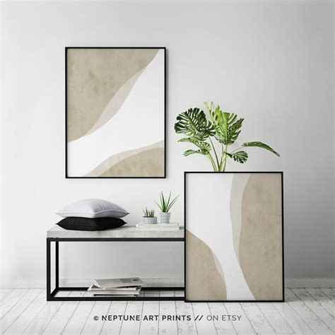 Piece Mid Century Abstract Beige Pastel Nude Minimalistic Etsy