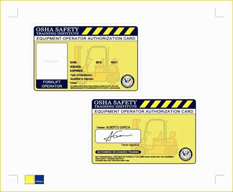 Template For Forklift Certification Cards