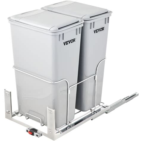 Vevor Pull Out Trash Can 43qt Double Bins Under Mount Waste Container