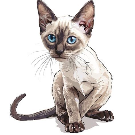 Gato siamés en dibujos animados ilustración vectorial del gato siamés