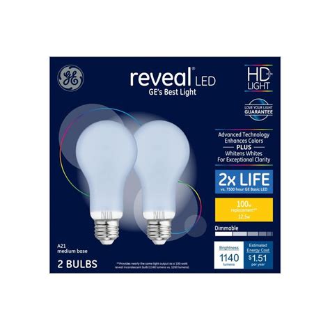 Ge Reveal 100 Watt Eq Color Enhancing Dimmable Light Bulbs 2 Pack At