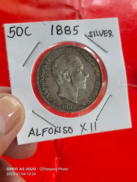 Alfonso Xii Fifty Centavos Antik Philippine Coin Hobbies And Toys